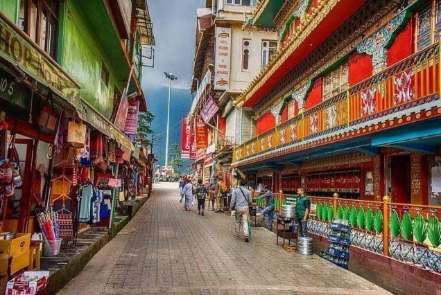 Colorful street scene with prayer wheels on amritsar dalhousie distance route