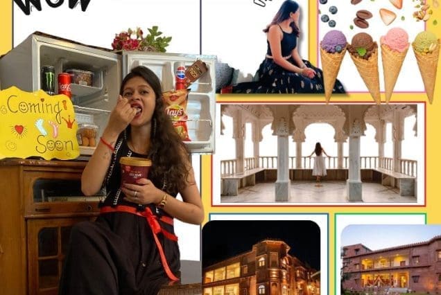 Collage of mom-to-be moments and luxury stays — Babymoon Retreat Rajasthan