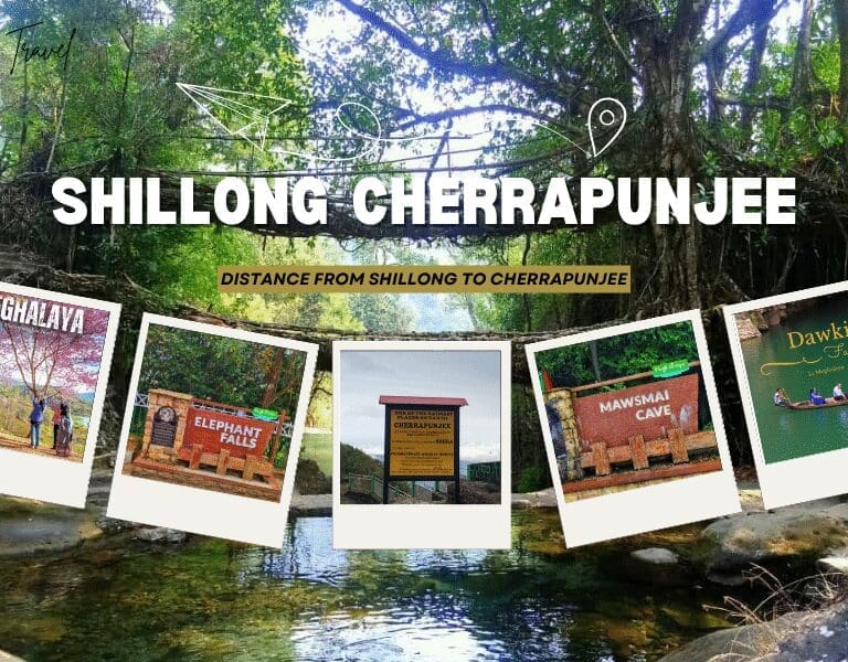 Nohkalikai Falls in Meghalaya with green hills and mist.